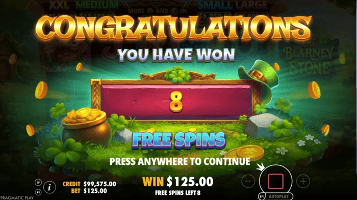 The Blarney Stone - início da rodada de Free Spins